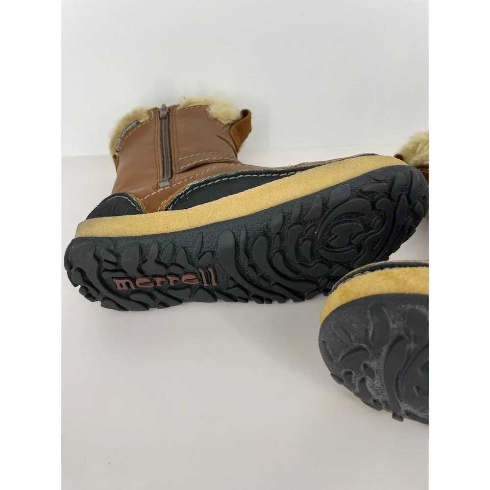 Merrell Womens Brown Leather Fur Lined Winter Boots Size 5